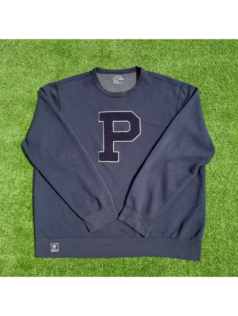Polo Ralph Lauren Big P Chenille Logo Crewneck Navy Size XL